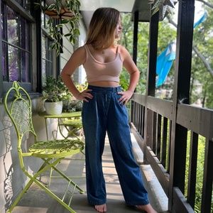 VNTG [Gloria Vanderbilt] EUC High Rise Pleated Wide Leg Blue Jeans | XS · Small